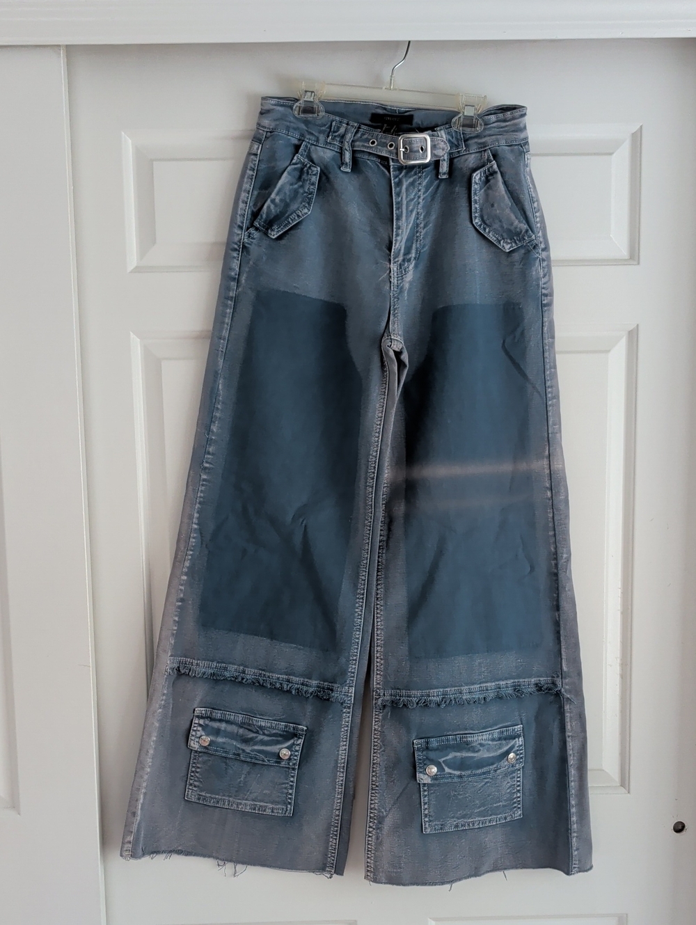 Forever 21 Two-Tone Slate Blue Wide Leg Jeans